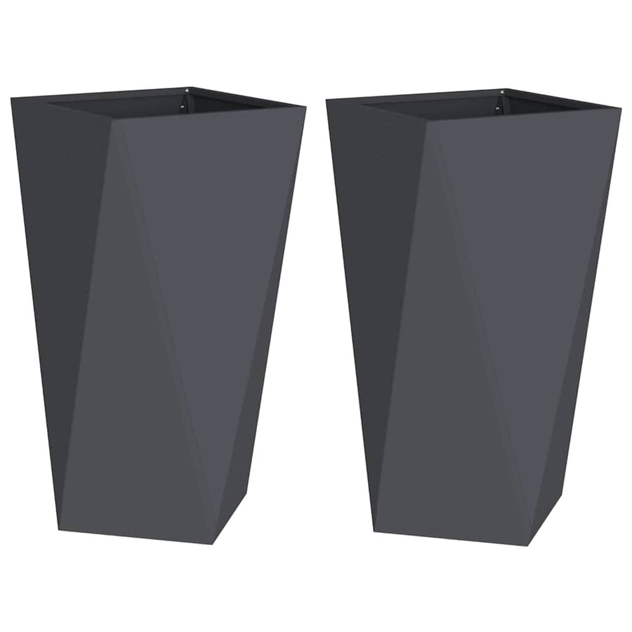 Plantenbak 2 pcs Antraciet 40 x 40 x 75 cm Staal