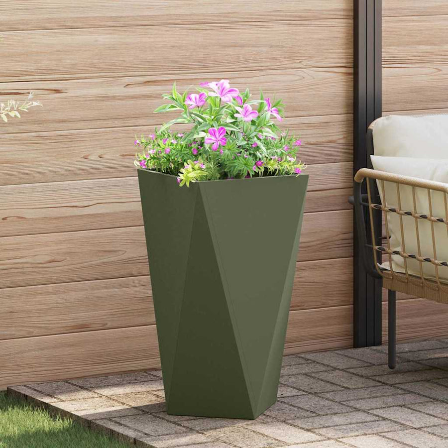 Plantenbak 2 pcs Olijf Groen 40 x 40 x 75 cm Staal