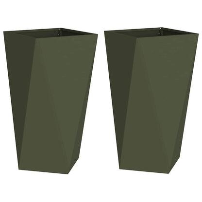 Plantenbak 2 pcs Olijf Groen 40 x 40 x 75 cm Staal