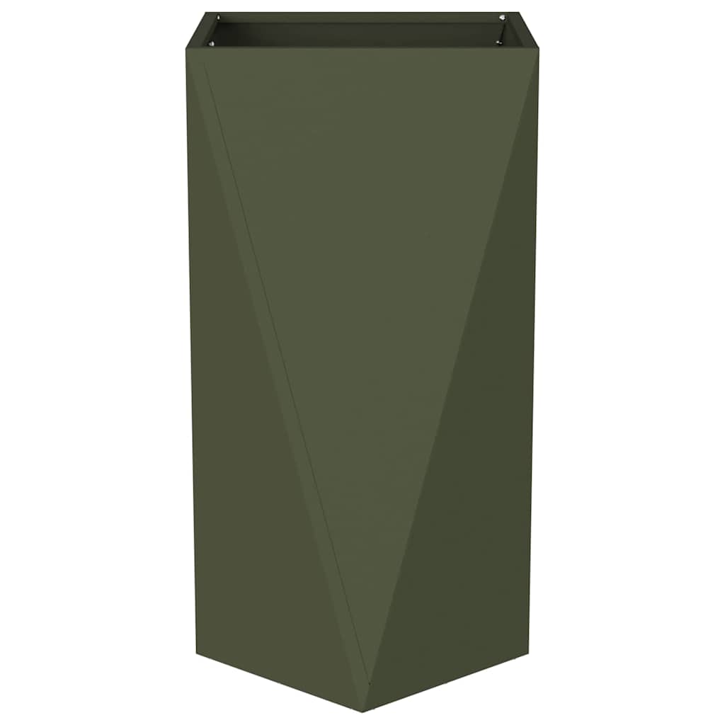 Plantenbak 2 pcs Olijf Groen 40 x 40 x 75 cm Staal