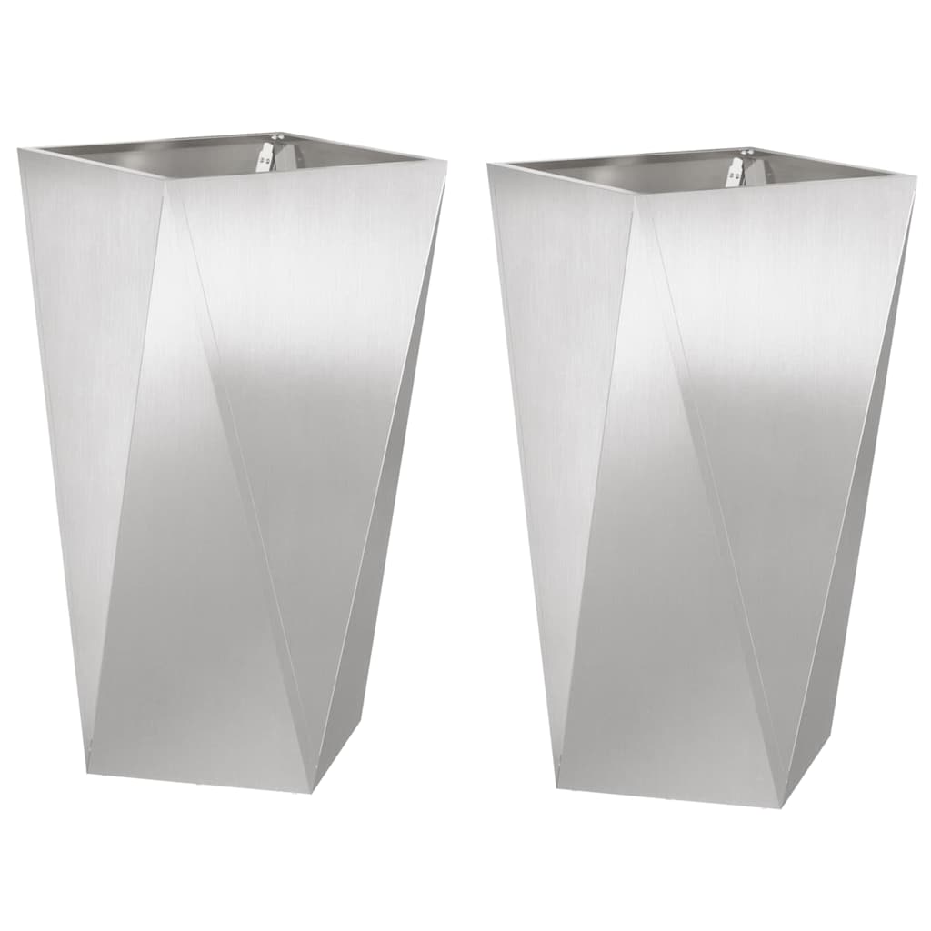 Plantenbak 2 pcs Zilver 40 x 40 x 75 cm Roestvrij staal