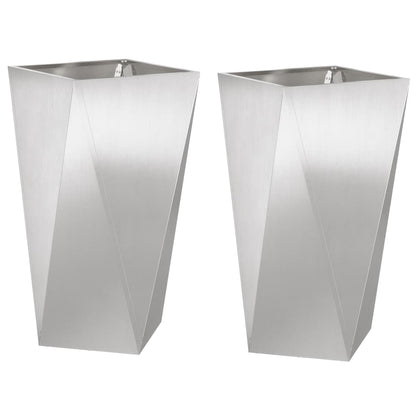Plantenbak 2 pcs Zilver 40 x 40 x 75 cm Roestvrij staal