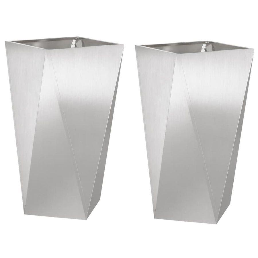 Plantenbak 2 pcs Zilver 40 x 40 x 75 cm Roestvrij staal