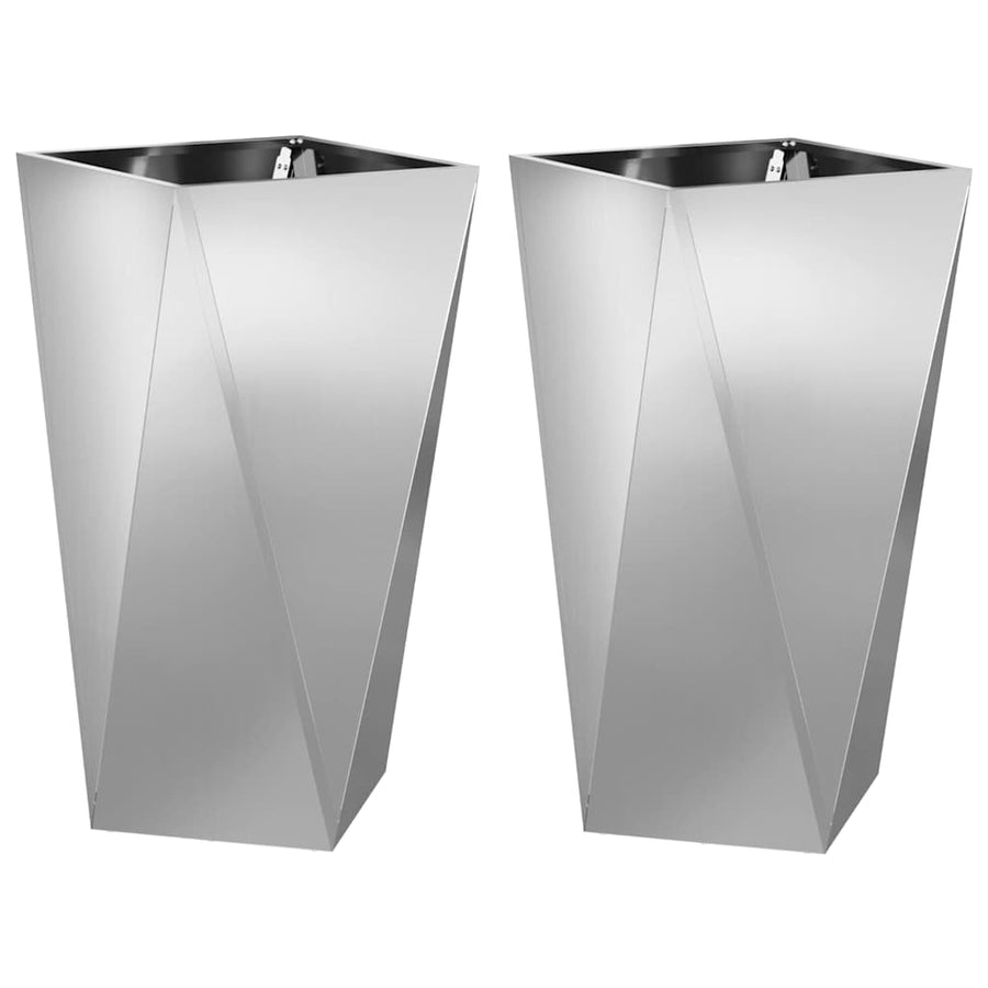 Plantenbak 2 pcs Zilver 40 x 40 x 75 cm Gegalvaniseerd staal