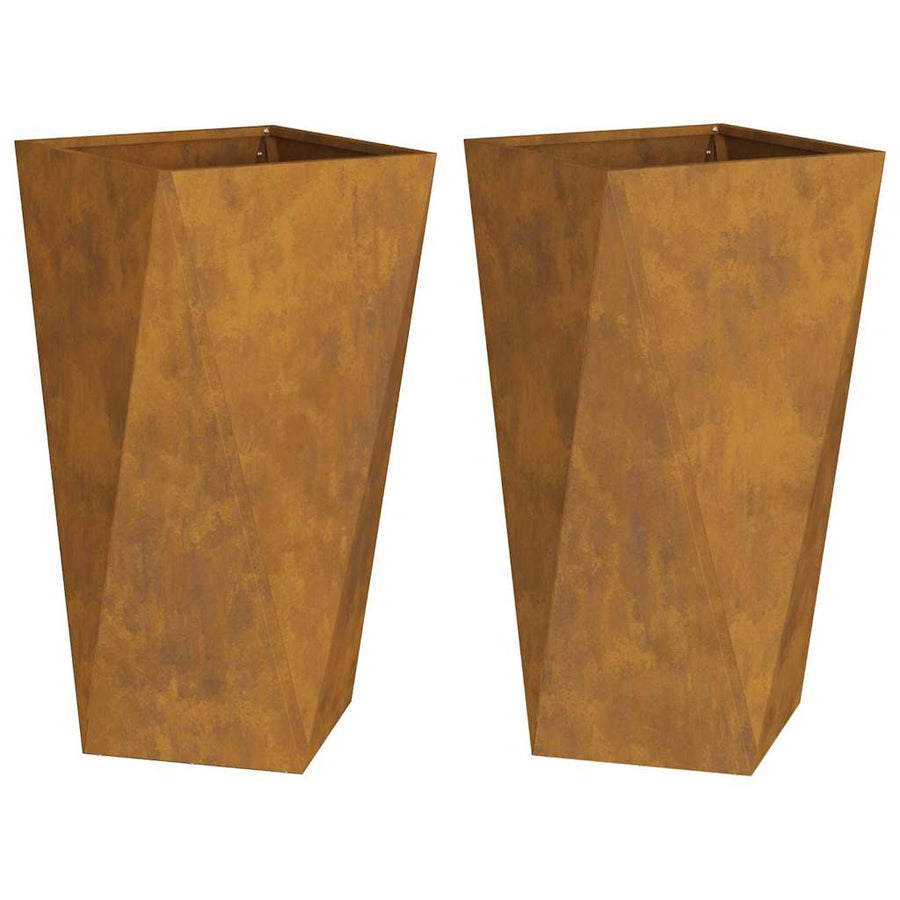 Plantenbak 2 pcs Roestig 40 x 40 x 75 cm Cortenstaal