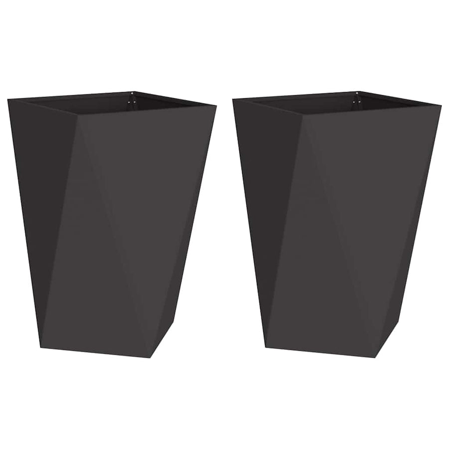 Plantenbak 2 pcs Zwart 50 x 50 x 75 cm Staal