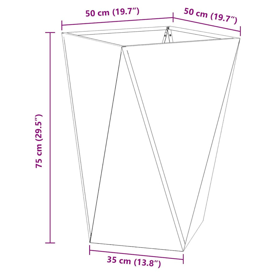 Plantenbak 2 pcs Zwart 50 x 50 x 75 cm Staal