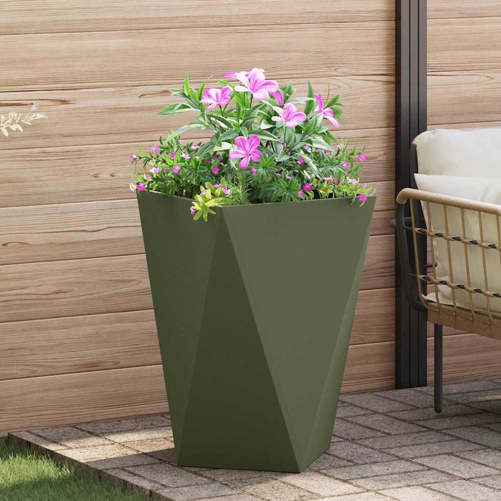 Plantenbak Olijf Groen 50 x 50 x 75 cm Staal