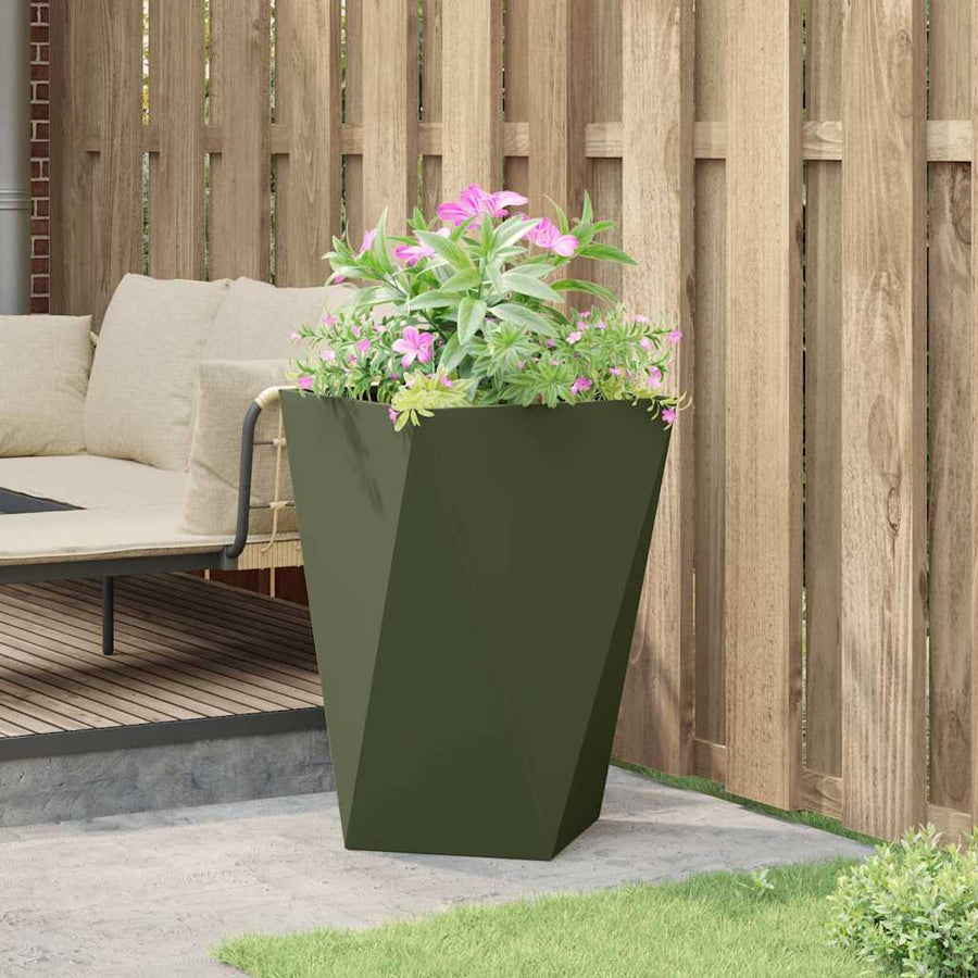 Plantenbak Olijf Groen 50 x 50 x 75 cm Staal