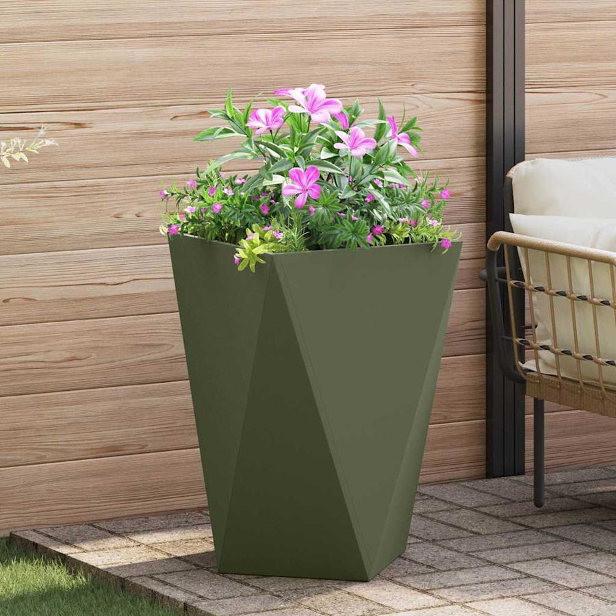 Plantenbak 2 pcs Olijf Groen 50 x 50 x 75 cm Staal