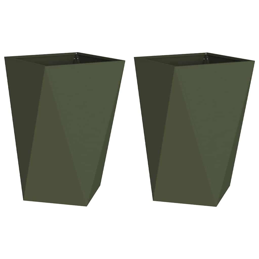 Plantenbak 2 pcs Olijf Groen 50 x 50 x 75 cm Staal