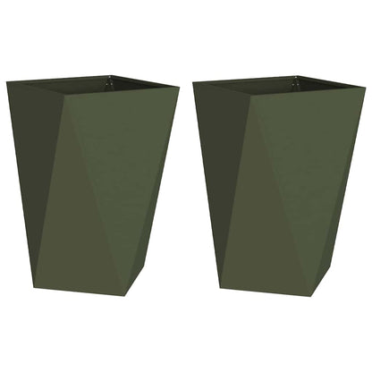 Plantenbak 2 pcs Olijf Groen 50 x 50 x 75 cm Staal