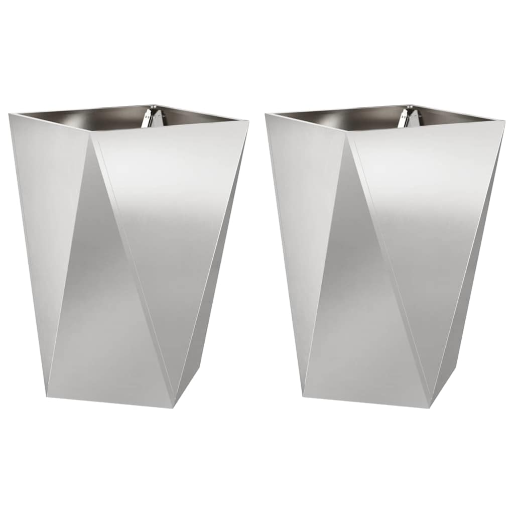 Plantenbak 2 pcs Zilver 50 x 50 x 75 cm Roestvrij staal