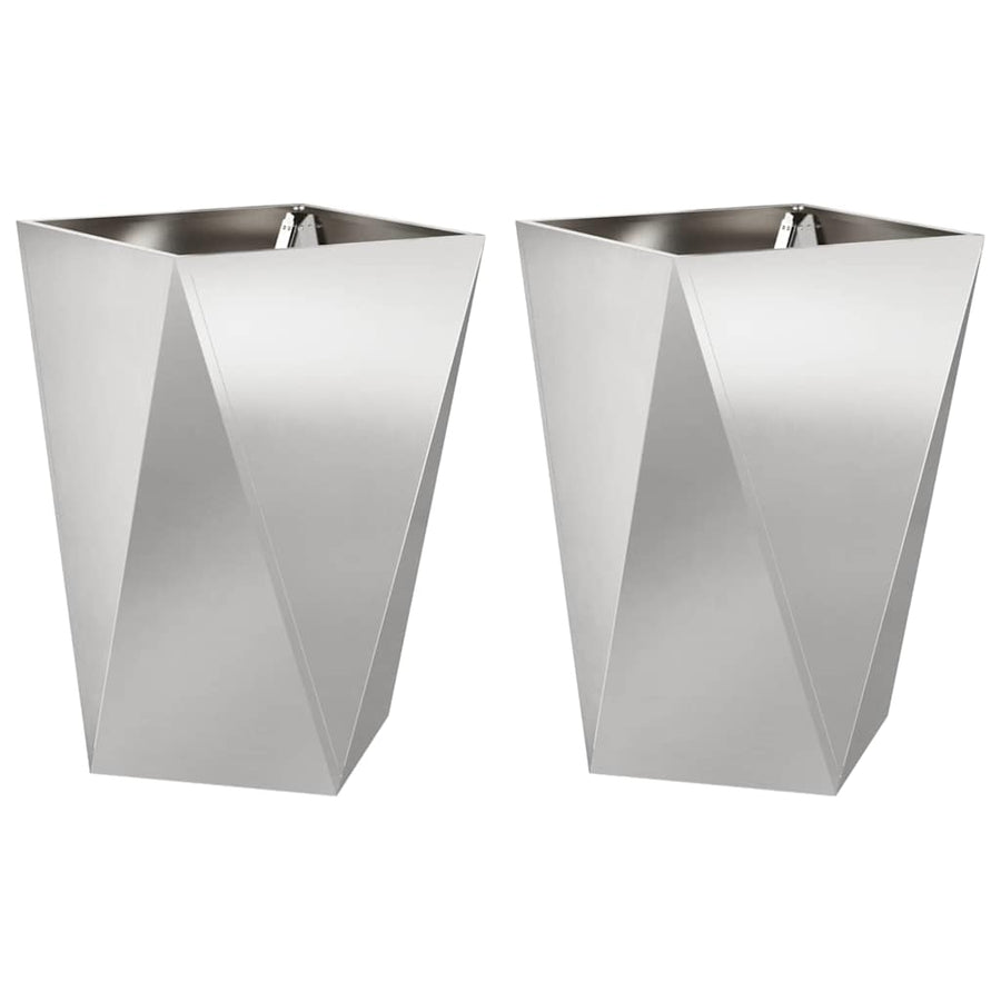 Plantenbak 2 pcs Zilver 50 x 50 x 75 cm Roestvrij staal