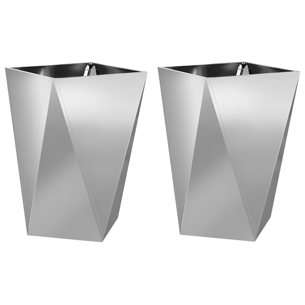 Plantenbak 2 pcs Zilver 50 x 50 x 75 cm Gegalvaniseerd staal