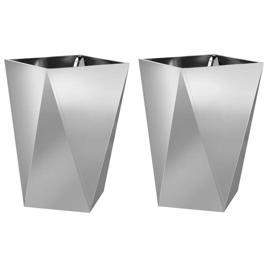 Plantenbak 2 pcs Zilver 50 x 50 x 75 cm Gegalvaniseerd staal