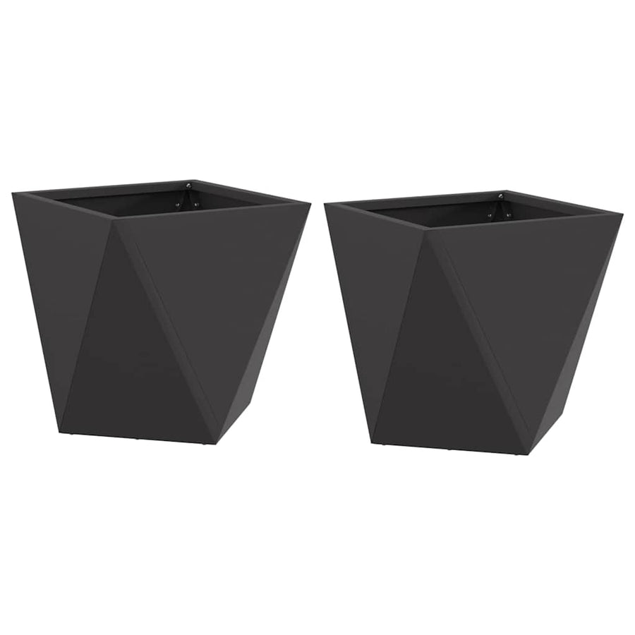 Plantenbak 2 pcs Zwart 30 x 30 x 30 cm Staal