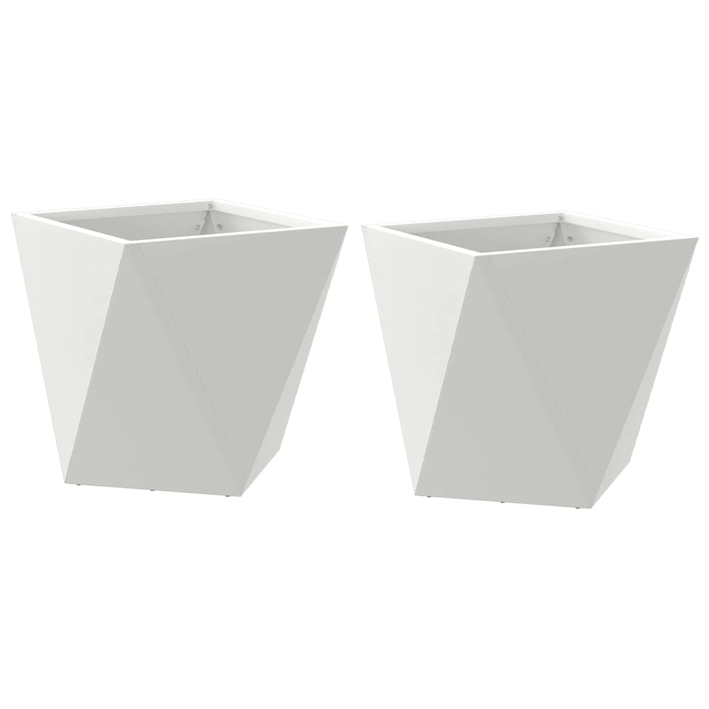 Plantenbak 2 pcs Wit 30 x 30 x 30 cm Staal