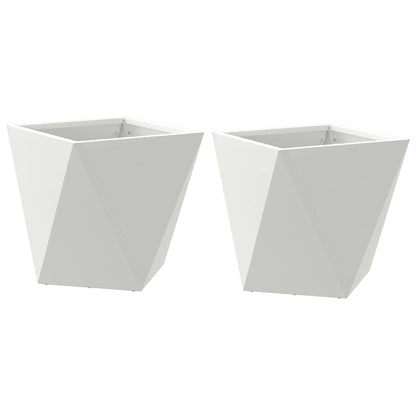 Plantenbak 2 pcs Wit 30 x 30 x 30 cm Staal