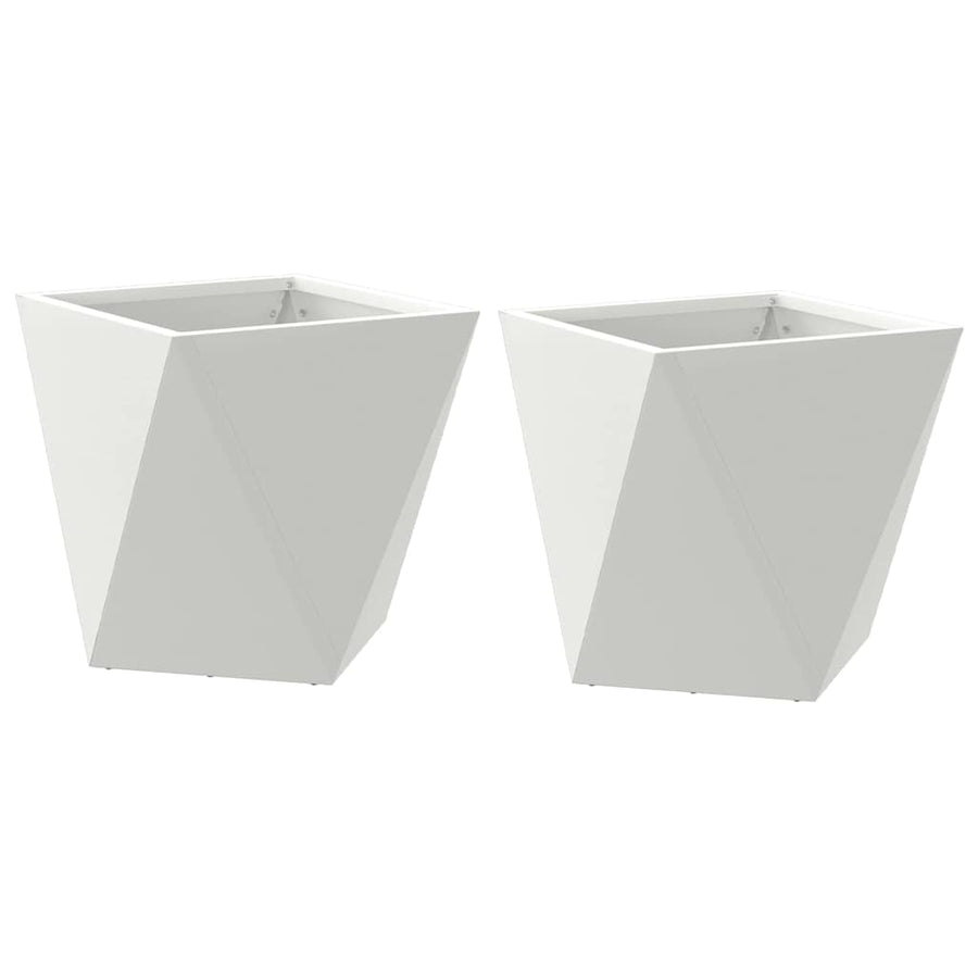 Plantenbak 2 pcs Wit 30 x 30 x 30 cm Staal