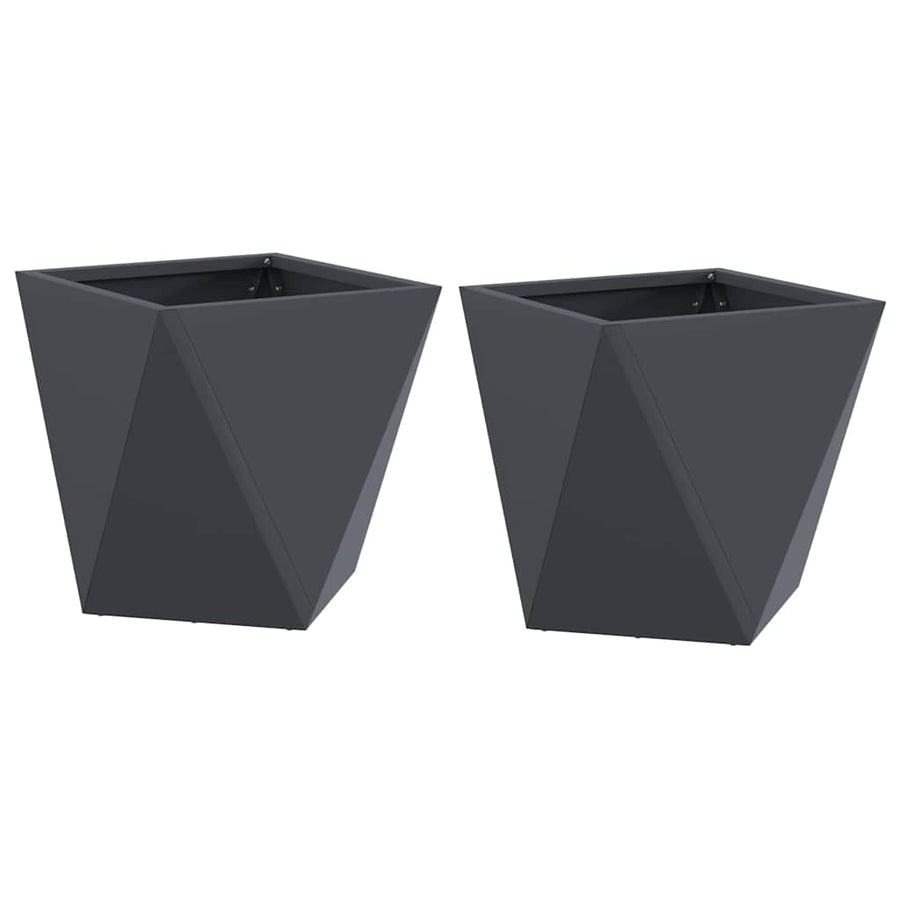 Plantenbak 2 pcs Antraciet 30 x 30 x 30 cm Staal