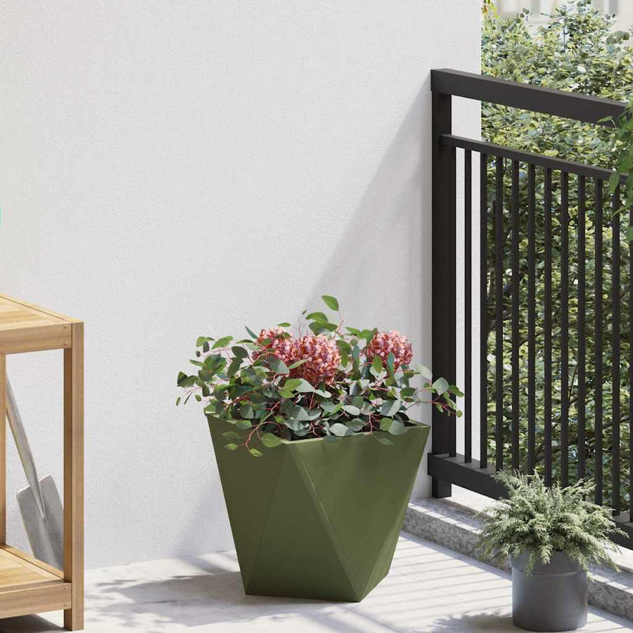 Plantenbak 2 pcs Olijf Groen 30 x 30 x 30 cm Staal