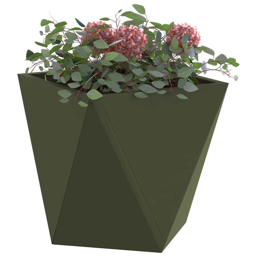 Plantenbak 2 pcs Olijf Groen 30 x 30 x 30 cm Staal