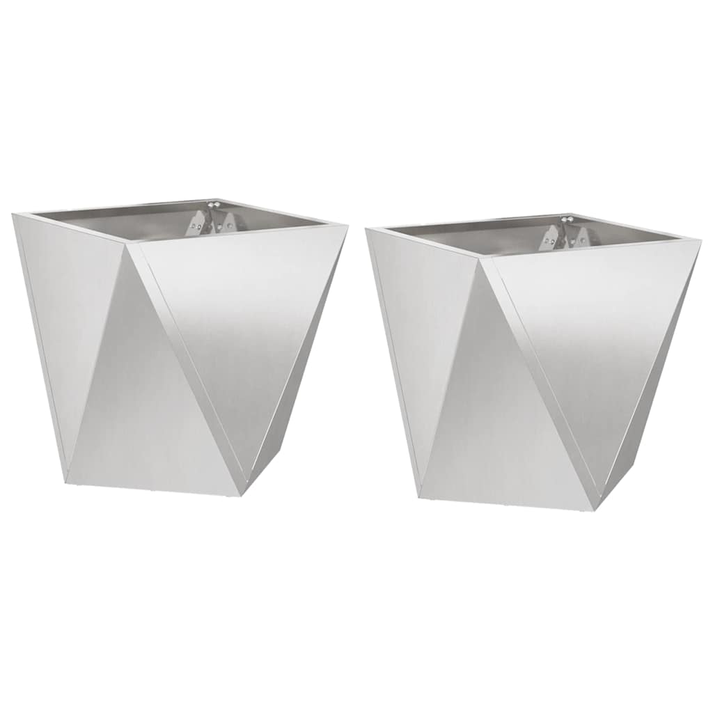 Plantenbak 2 pcs Zilver 30 x 30 x 30 cm Roestvrij staal