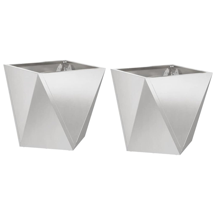 Plantenbak 2 pcs Zilver 30 x 30 x 30 cm Roestvrij staal