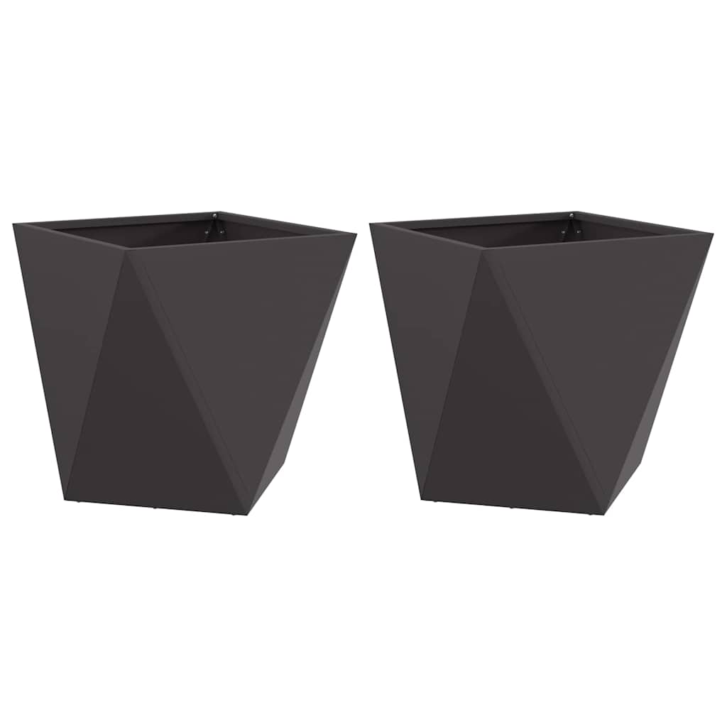 Plantenbak 2 pcs Zwart 40 x 40 x 40 cm Staal
