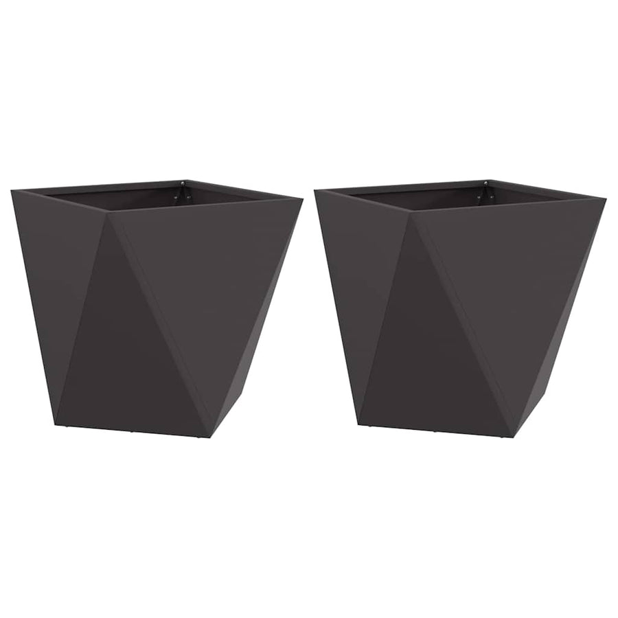 Plantenbak 2 pcs Zwart 40 x 40 x 40 cm Staal
