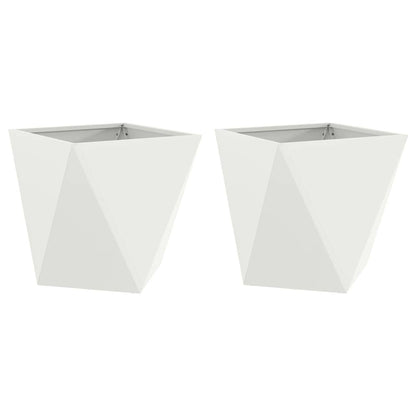 Plantenbak 2 pcs Wit 40 x 40 x 40 cm Staal