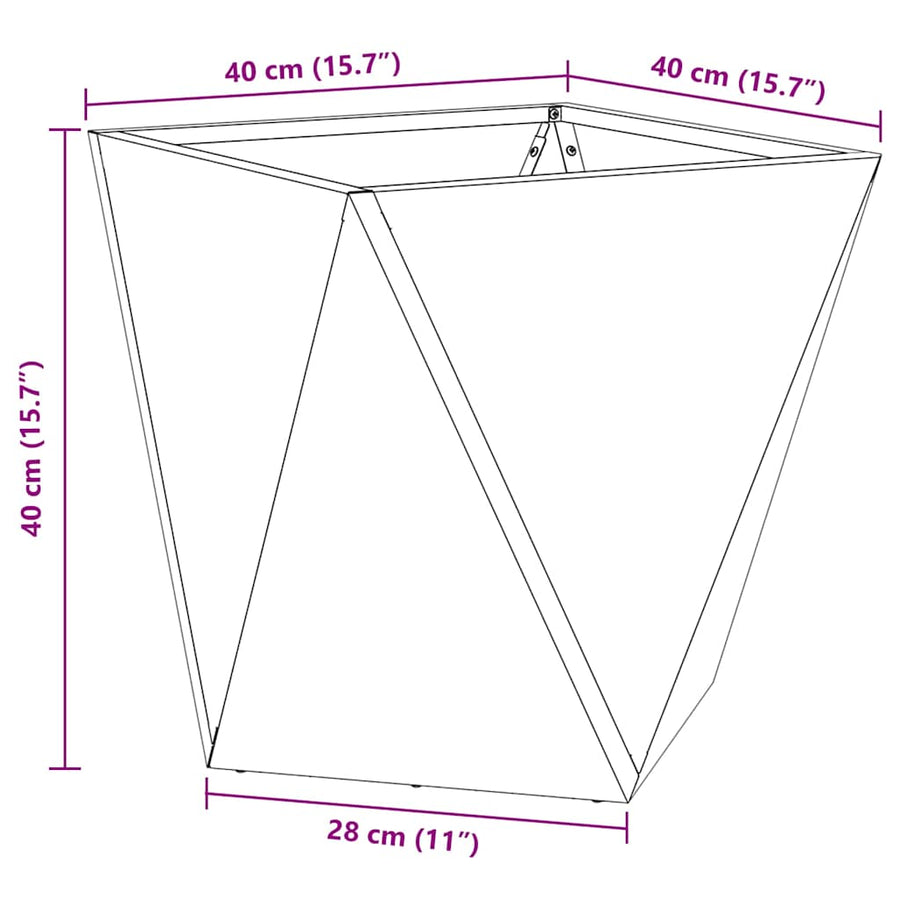 Plantenbak 2 pcs Wit 40 x 40 x 40 cm Staal