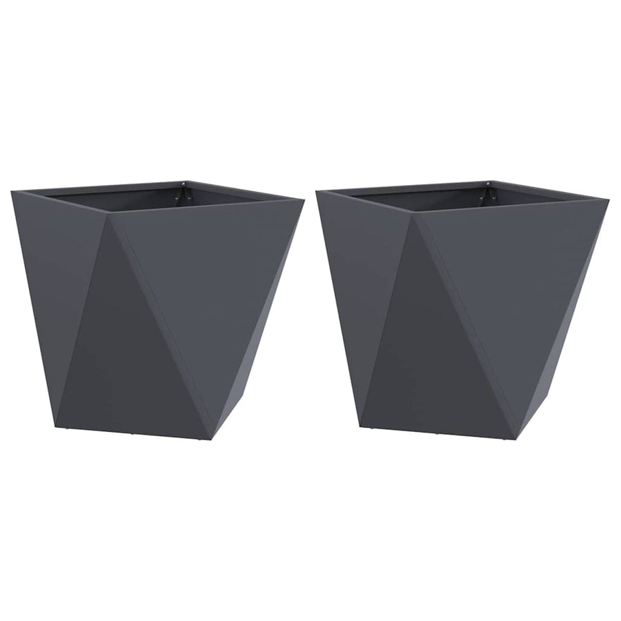 Plantenbak 2 pcs Antraciet 40 x 40 x 40 cm Staal