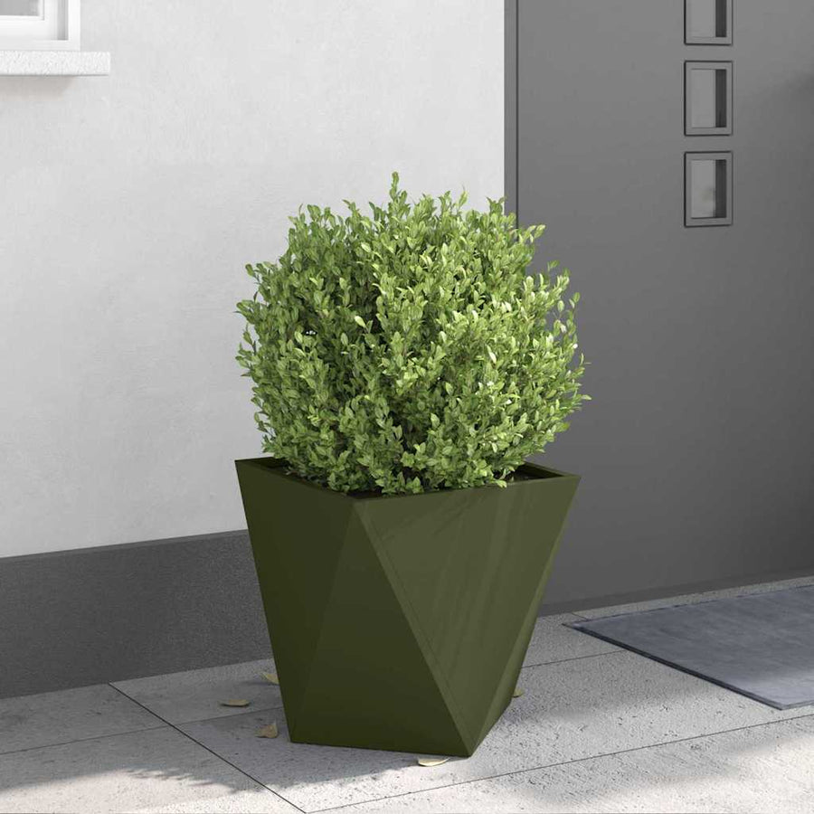 Plantenbak 2 pcs Olijf Groen 40 x 40 x 40 cm Staal