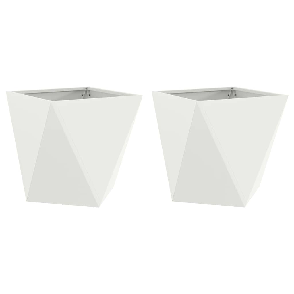 Plantenbak 2 pcs Wit 50 x 50 x 50 cm Staal