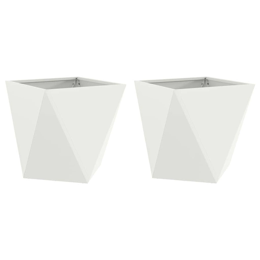 Plantenbak 2 pcs Wit 50 x 50 x 50 cm Staal