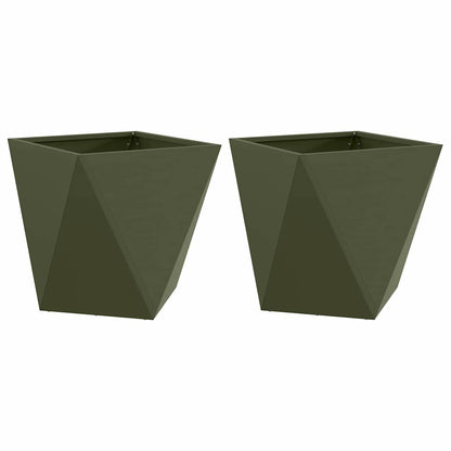 Plantenbak 2 pcs Olijf Groen 50 x 50 x 50 cm Staal