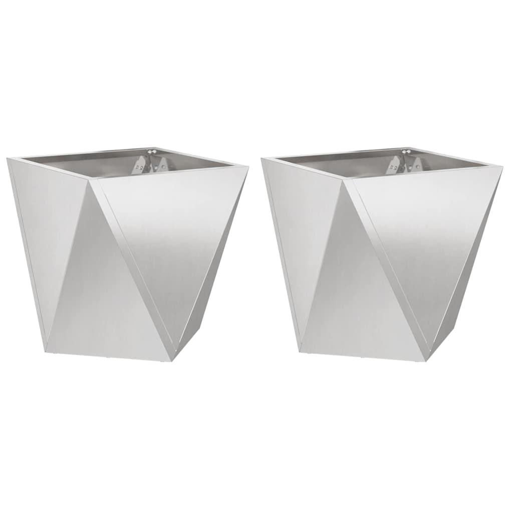 Plantenbak 2 pcs Zilver 50 x 50 x 50 cm Roestvrij staal