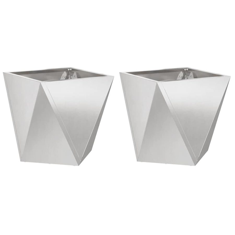 Plantenbak 2 pcs Zilver 50 x 50 x 50 cm Roestvrij staal