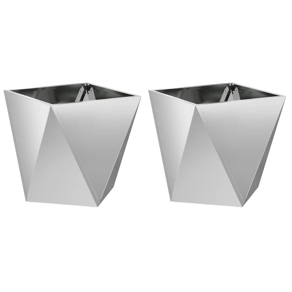 Plantenbak 2 pcs Zilver 50 x 50 x 50 cm Gegalvaniseerd staal