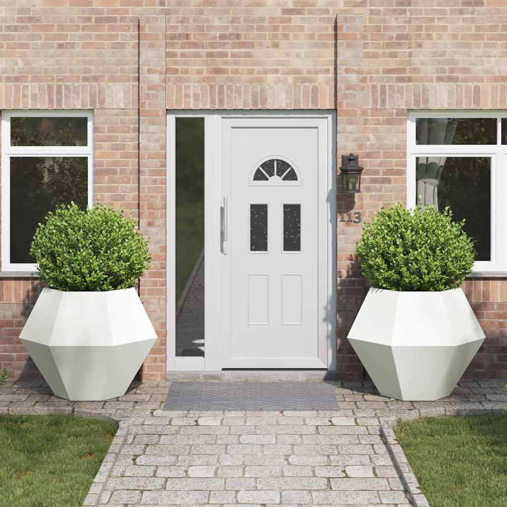 Plantenbak 2 pcs Wit 100 x 100 x 80 cm Staal