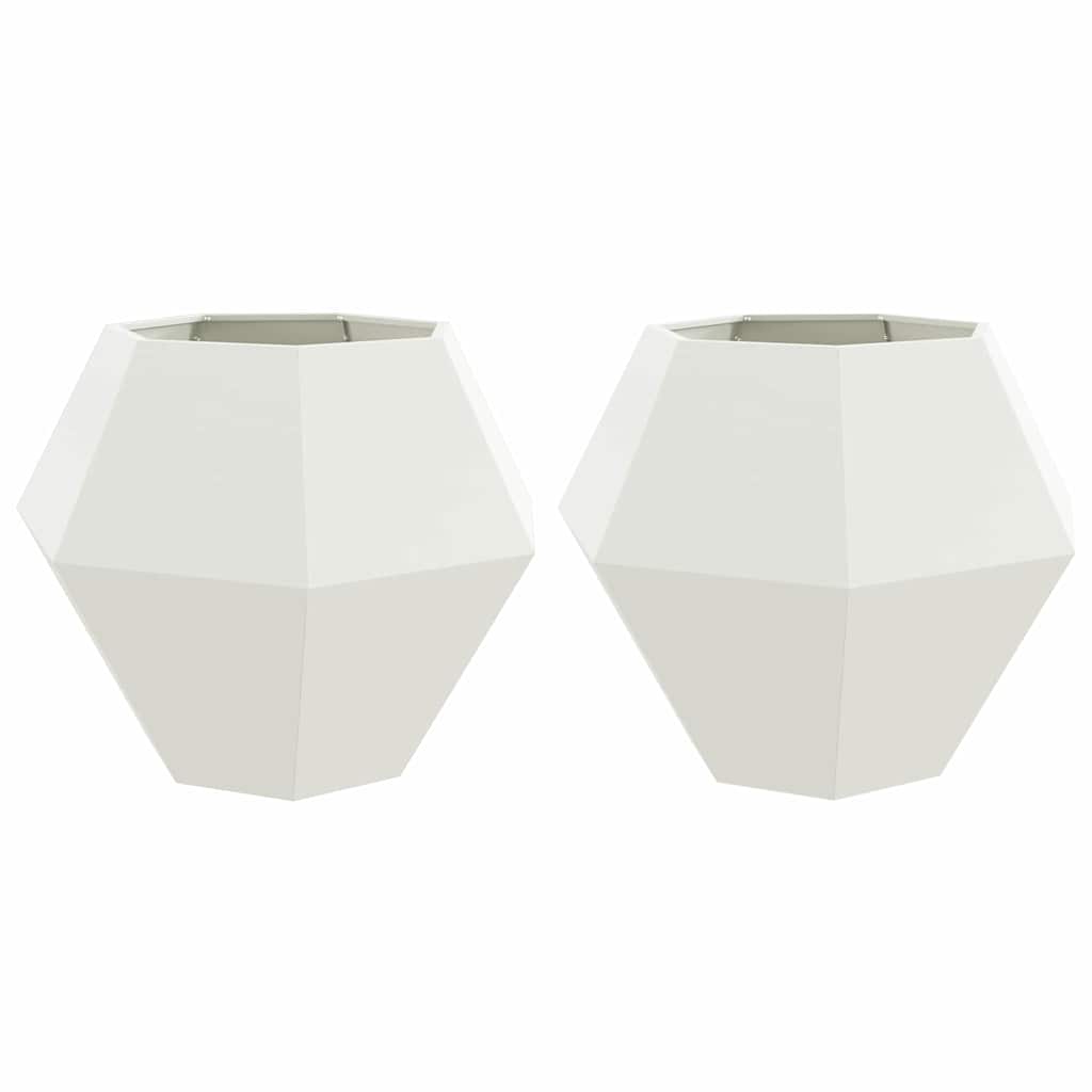 Plantenbak 2 pcs Wit 100 x 100 x 80 cm Staal