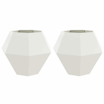 Plantenbak 2 pcs Wit 100 x 100 x 80 cm Staal
