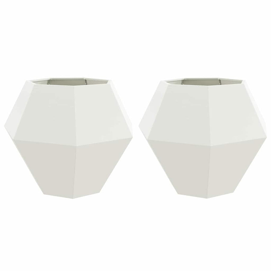 Plantenbak 2 pcs Wit 100 x 100 x 80 cm Staal