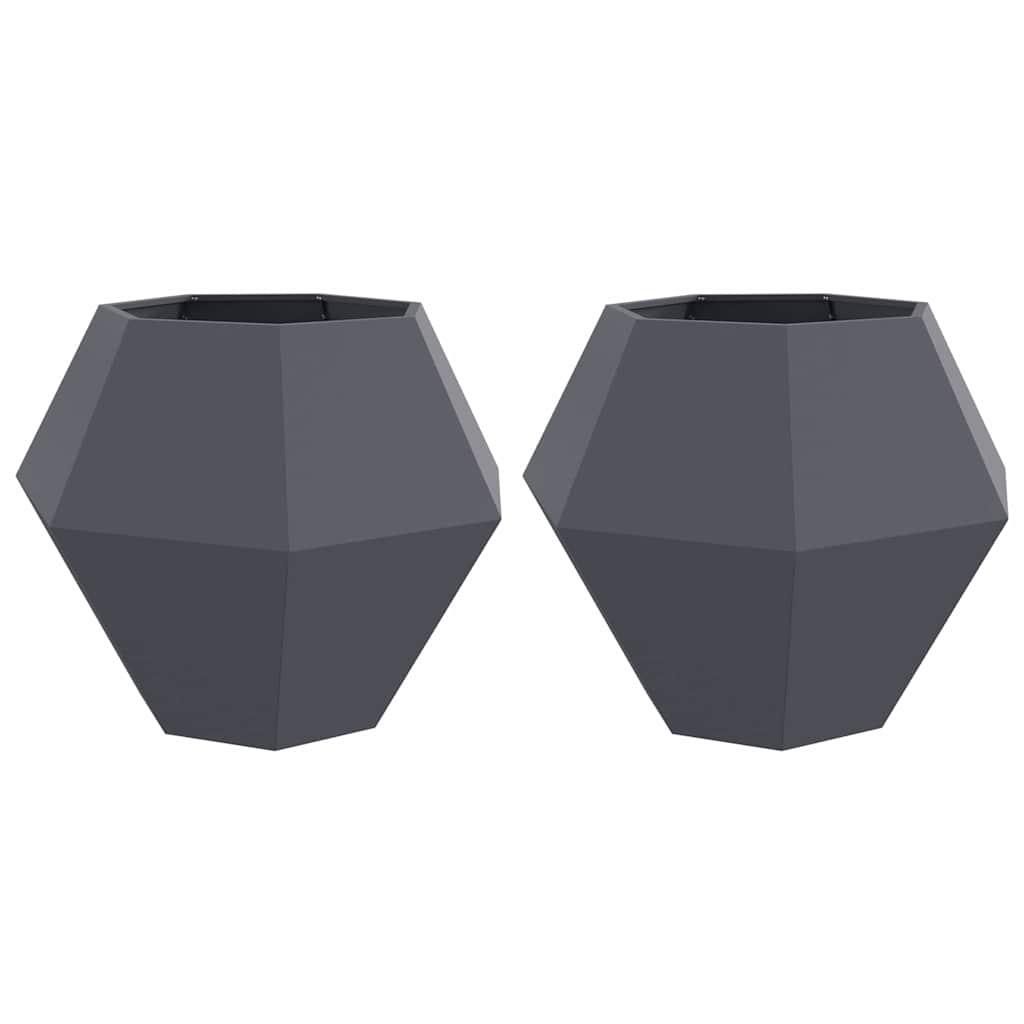 Plantenbak 2 pcs Antraciet 100 x 100 x 80 cm Staal