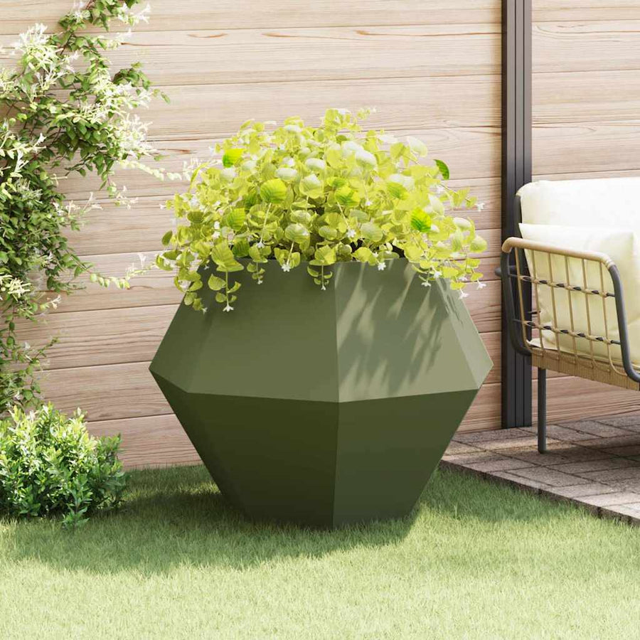 Plantenbak Olijf Groen 100 x 100 x 80 cm Staal