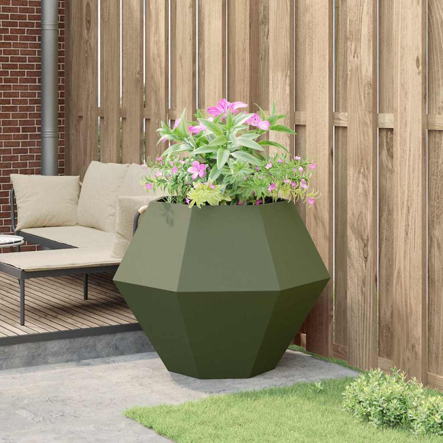 Plantenbak Olijf Groen 100 x 100 x 80 cm Staal