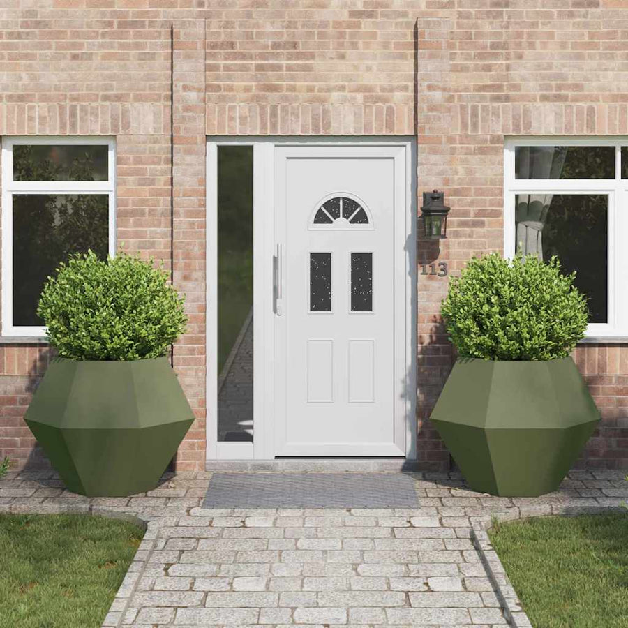 Plantenbak 2 pcs Olijf Groen 100 x 100 x 80 cm Staal