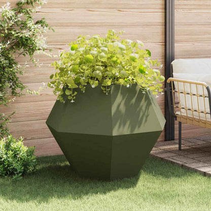 Plantenbak 2 pcs Olijf Groen 100 x 100 x 80 cm Staal